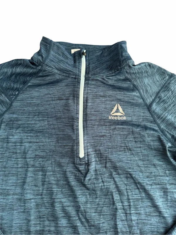 Reebok Women's Space Dye Blue 1/4 Zip Long Sleeve Pullover Activewear Top Size M - Image 4