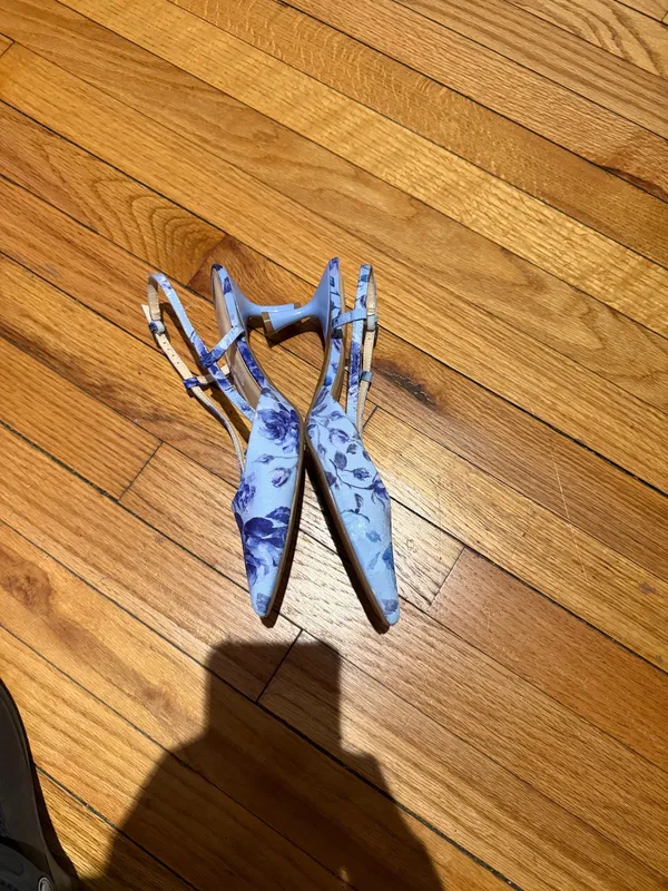 NWOT Nine West Rindy Slingback Floral Blue Pointy Heels sandals breathable sz 8 kitten - Image 3