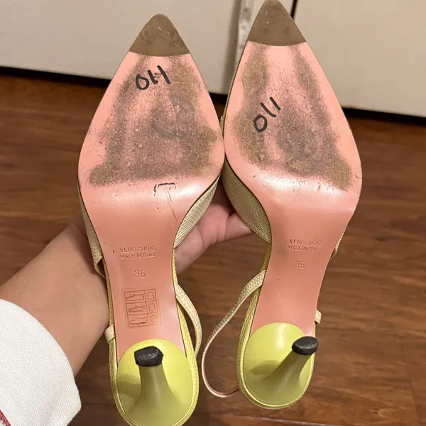 Escada Butter Yellow Slingback Heels Retro Minimalist Quiet Luxury Career - Image 5