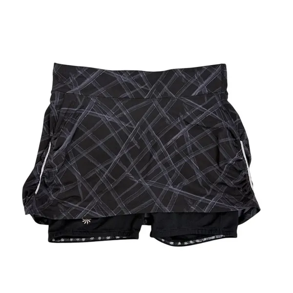Athleta Skort Black Athletic Active Ruched Athleisure Skirt Size Medium - Image 2