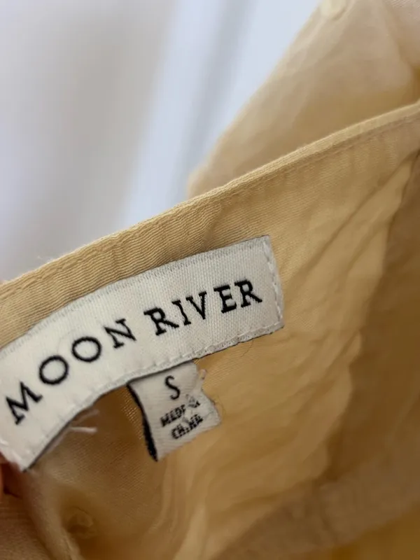 Anthropologie Moon River Butter Yellow polk a dot puff sleeve mini dress summer - Image 10