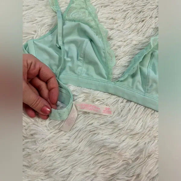 PINK - Victoria's Secret Light Aqua Lace Plunge Bralette - Image 3