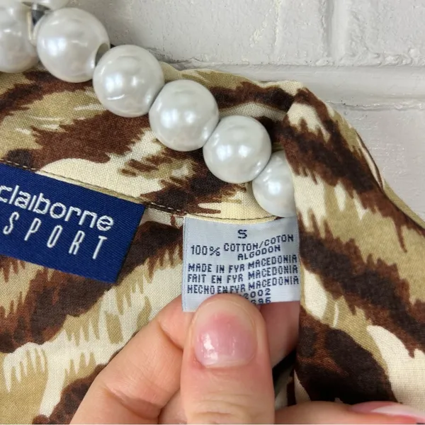 Vintage Liz Claiborne Liz Sport Animal Print Button Down Shirt Size S - Image 6