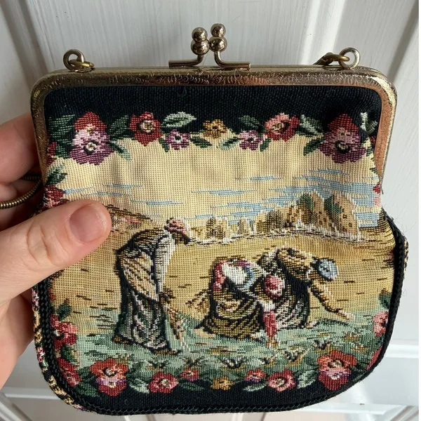 Vintage 1950's Walborg French Country Tapestry Woven‎ Clutch Purse - Image 6