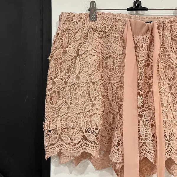 Torrid Pink Lace Shorts Tie Front Cottage Size 1X Plus - Image 2