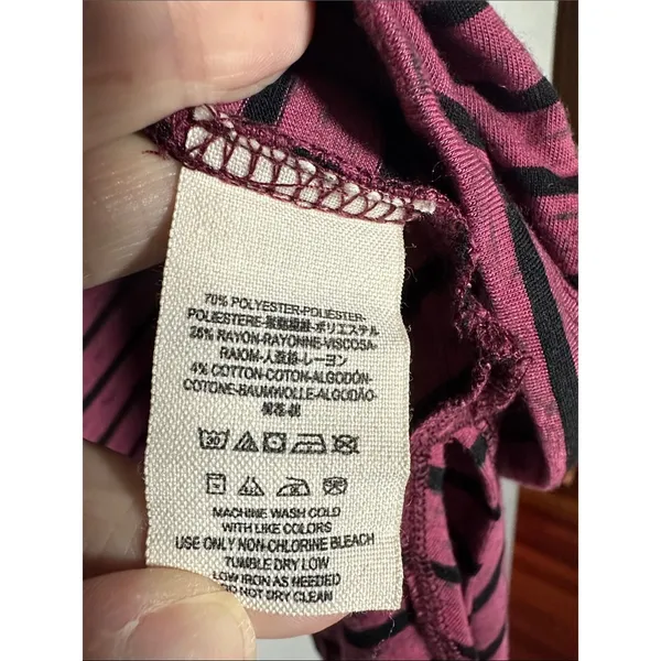 NEW We the Free People Stripe Tee Maroon Black Casual Slouchy Medium Top - Image 8