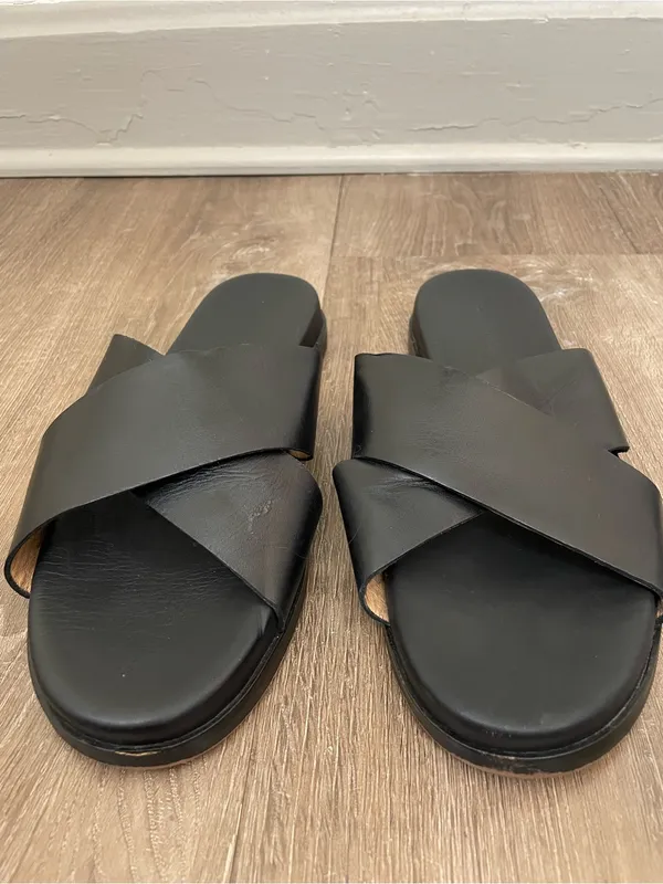 Madewell The Louisa Crisscross Slide Women’s Size 10 Black Leather Sandals - Image 4