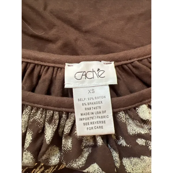Vintage Cache Tiger Face Bodycon Dress Fierce Wild Brown & Gold‎ Ruched Stretch - Image 5