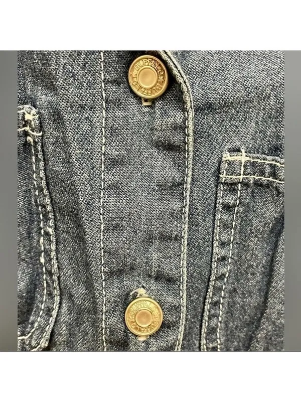Vintage 1990s David Bitton Blue Denim Sleeveless Button Up Top - Image 7