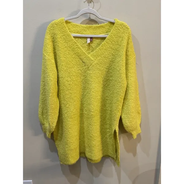 Anthropologie Pilcro Teddy Sweater V-Neck Relaxed Tunic Style Yellow Size Small - Image 4