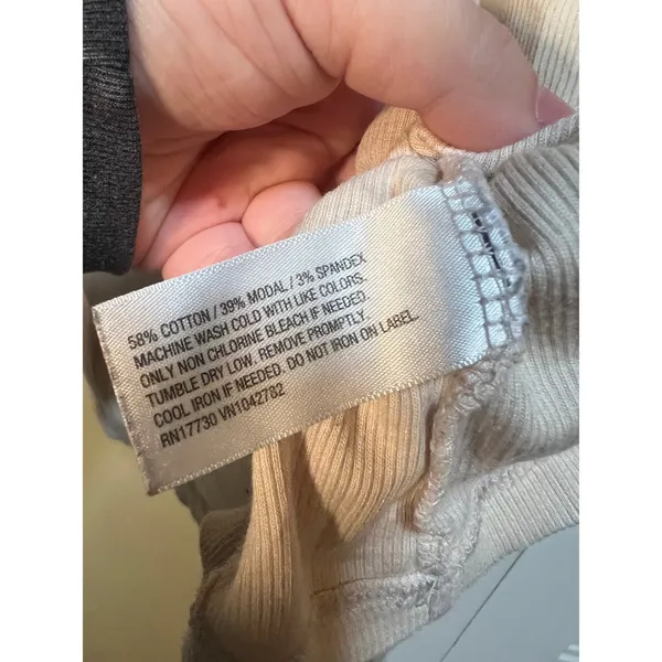 A New Day Women's Size Small Long Sleeve Ribbed T-Shirt Crewneck Beige Stretch - Image 12