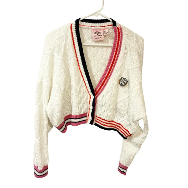 XO Kitty Hello Kitty Forever 21 Cropped Knit Cardigan Sweater Size‎ Small - Image 2