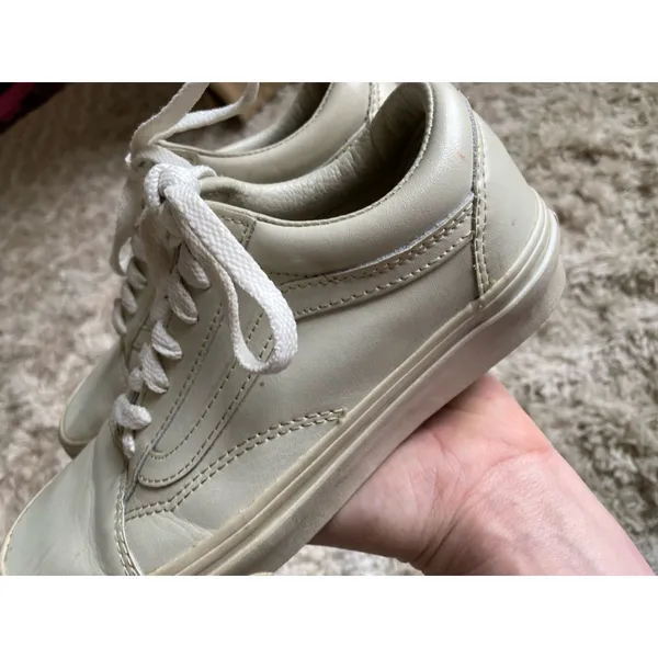 Vans Leather Low Top Sneakers Old Skool 90s Y2K Ivory VTG Skater Preppy Gen Z 6 - Image 7