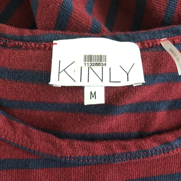Anthropologie KINLY Directional Stripe Mini Dress M Drop Waist Flounce Hem Long‎ Sleeve Shift - Image 4