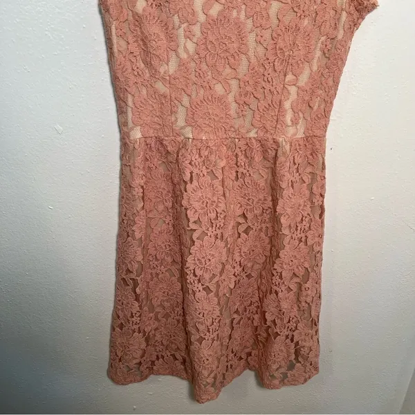 American Eagle Womens Sz 2 Lace Dress Fit & Flare Light Pink Scoop Neck Low Back - Image 3