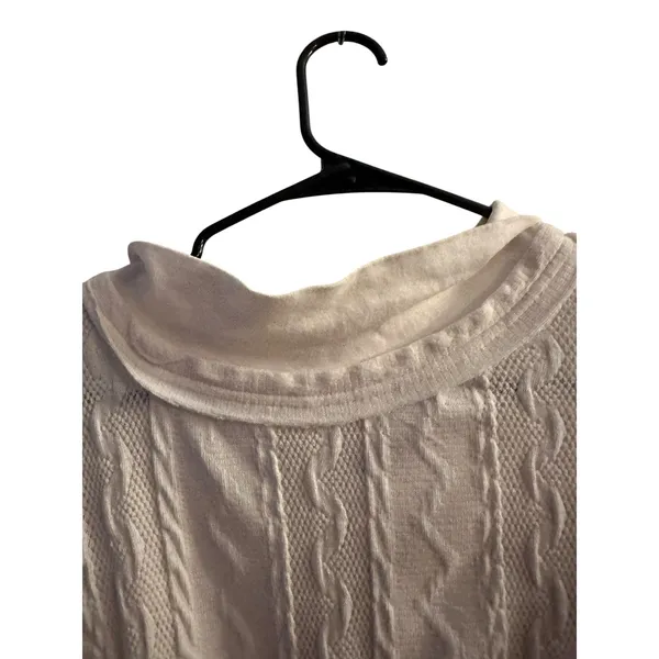 Free People White Mock Neck Cable Knit Textured Sweater Women Sz L - Image 8