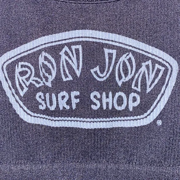 NWOT!! Ron Jon Surf Shop Black & Gray Badge Ribbed Crop Top Size Small - Image 3