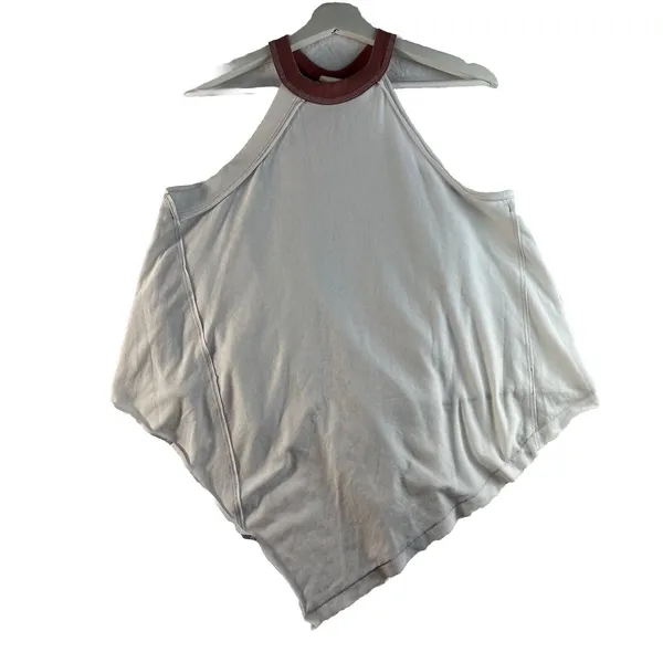 We The Free People Small Twin Peaks Tank Top White Anthropologie‎ Raw Edge Relax - Image 3