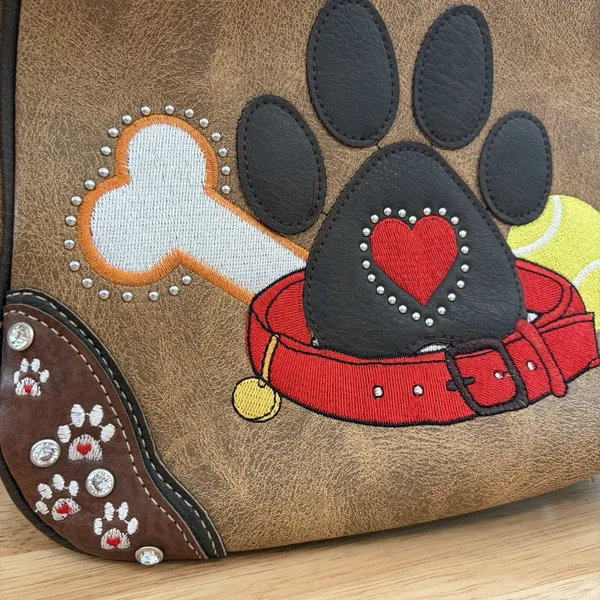 Dog Paw Print Handbag Crossbody Purse Shoulder Bag Western Style Pet Animal - Image 2