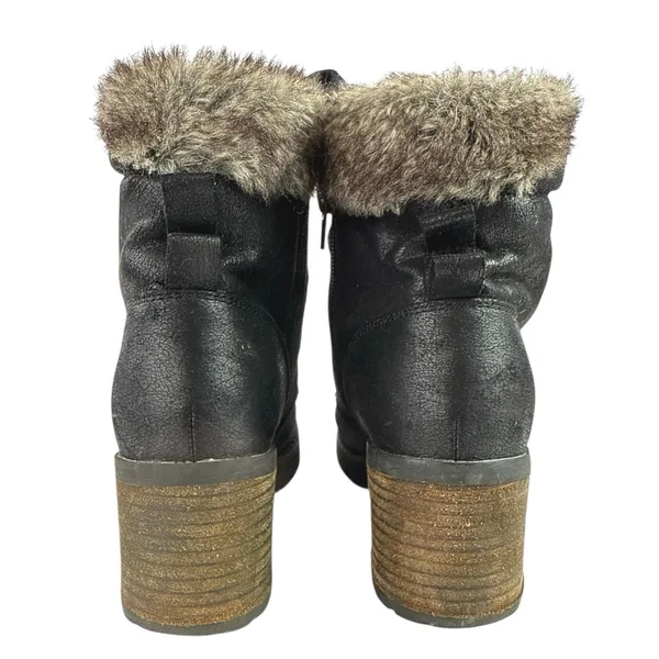 Steve Madden Women's Black Sherpa Faux Fur Lace-up Block Heel Winter Boots Sz 6 - Image 3