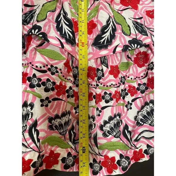 Anthropologie x Maeve Tiered Printed Mini Dress large EMBROIDERED SQUIGGLE - Image 13