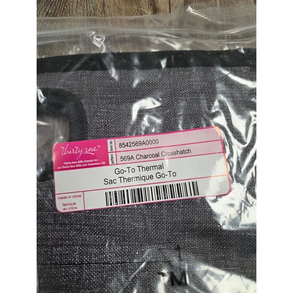 Thirty One GO TO THERMAL LUNCH TOTE Bag In Charcoal crosshatch NEW IN BAG - Image 2