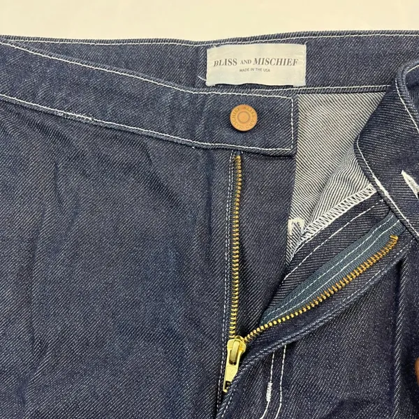 Bliss and Mischief Jeans Womens Size 2 Blue Contrast Stitch Wide Leg Workwear - Image 7