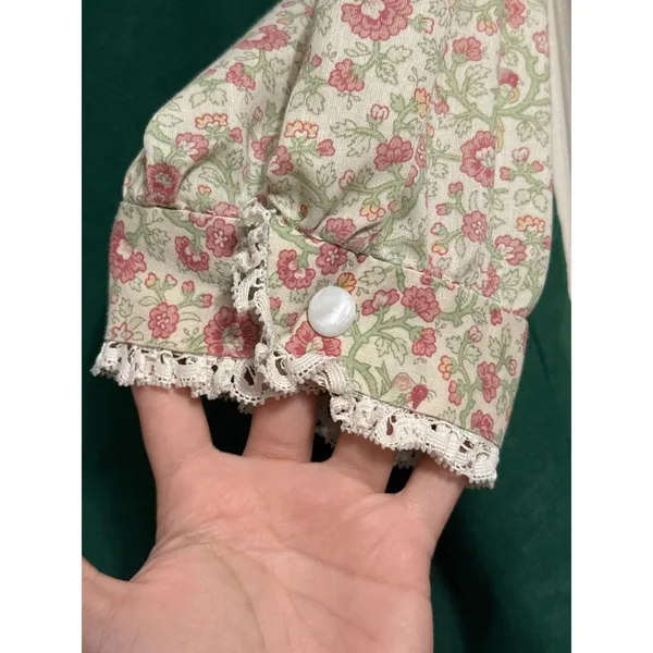 Vintage Cottagecore Prairie Floral Maxi Dress Matching Vest Retro Teacher Indie - Image 4