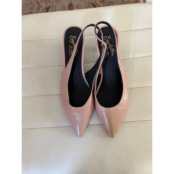 Seychelles Nude Pink Leather Pointed Toe Slingback Kitten Heels Pumps Size‎ 7 - Image 2