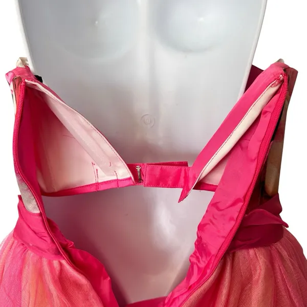 Sherri Hill Y2K VTG Bright Pink Floral Silk Tulle Tutu Prom Dress Size 4 - Image 6