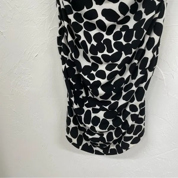 Cache Black White Spotted Ruched Draped Bodycon Mini Dress Womens 2 Vintage 90s - Image 5