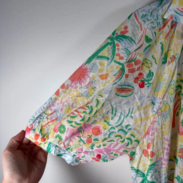 Roller Rabbit x Target Vacation Maxi Dress Tropical Fruit Floral 100% Cotton Med - Image 7