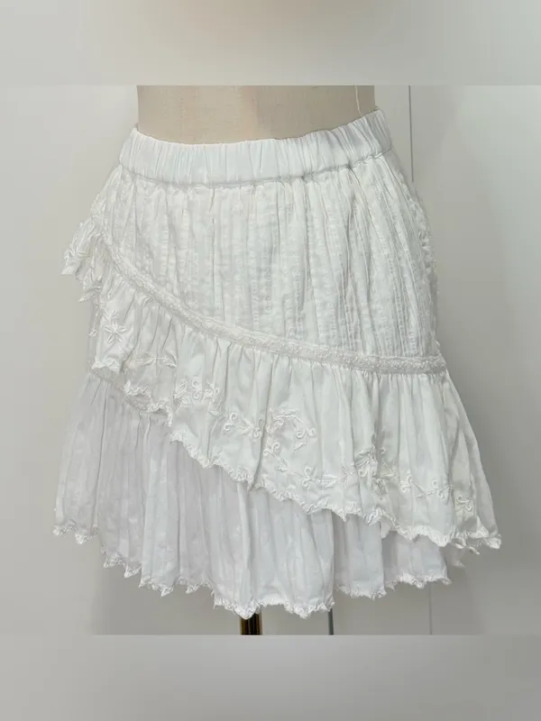 LoveShackFancy Madrid Ruffle Mini Skirt Small White Coquette Feminine Dainty - Image 4