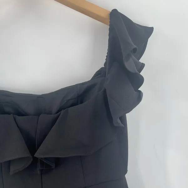 MSK Dress Size Small Maxi Formal Gown Black Evening Off the Shoulder Ruffle Prom - Image 11