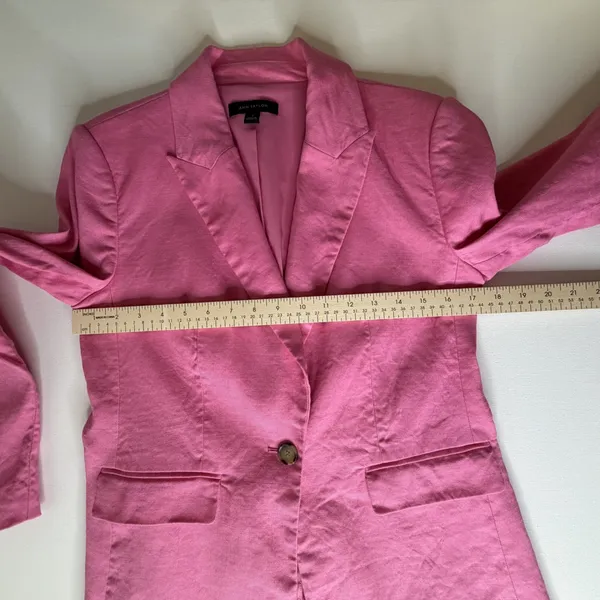 Ann Taylor Pink Linen Blend Single Button Blazer Jacket Size 2 Preppy Office - Image 10