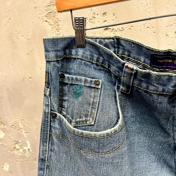 Rocawear Y2K Vintage Baggy Oversized Straight Leg Embroidered Pocket Jeans 38 - Image 4