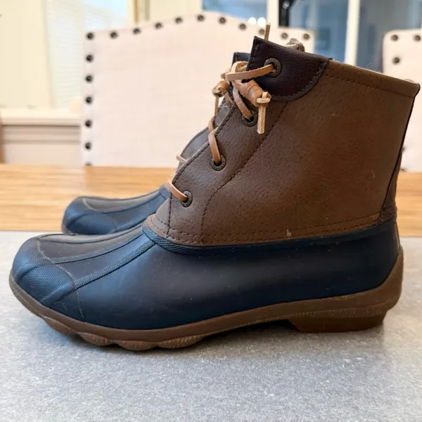 Sperry Top-Sider Saltwater Duck Boots Brown & Navy Blue Women’s Size 8M - Image 2