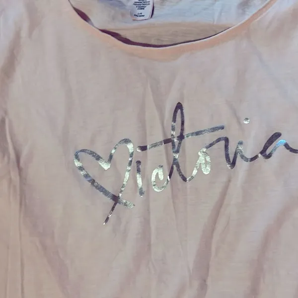 Victorias Secret tee shirt white‎ silver victoria logo stretch newvintage Size L - Image 3