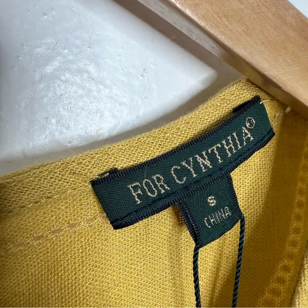 NWT For Cynthia Linen Blend Asymmetrical Yellow‎ Sleeveless Dress Small Flowy - Image 5