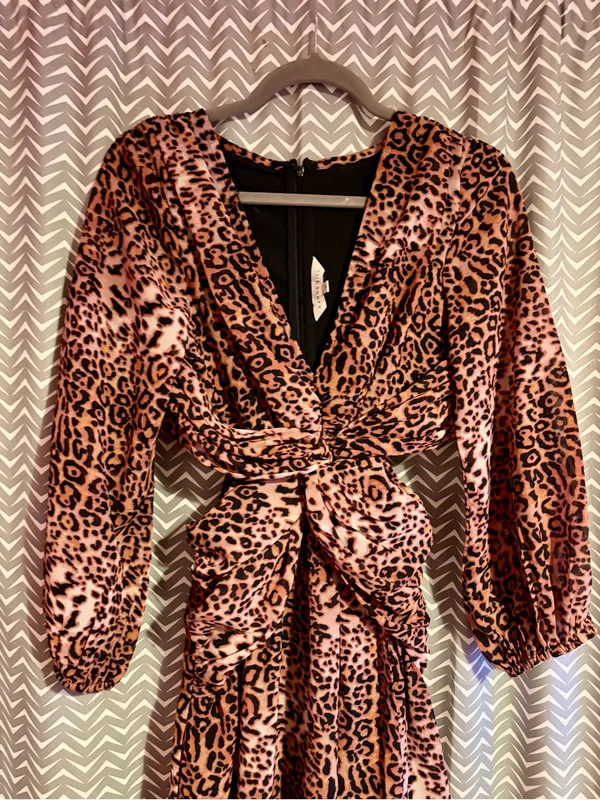 Anthropologie / Ranna Gill | Leopard Cut-Out Midi Dress, Small - Image 4