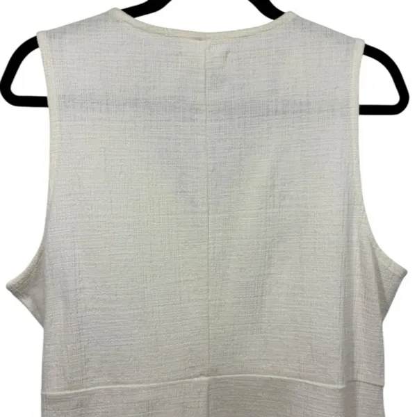 Madewell‎ Crosshatch Side Tie Sleeveless Faux Wrap Dress Bright Ivory XL - Image 9