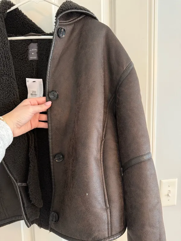 Primark Faux Leather Jacket Fur - Image 3