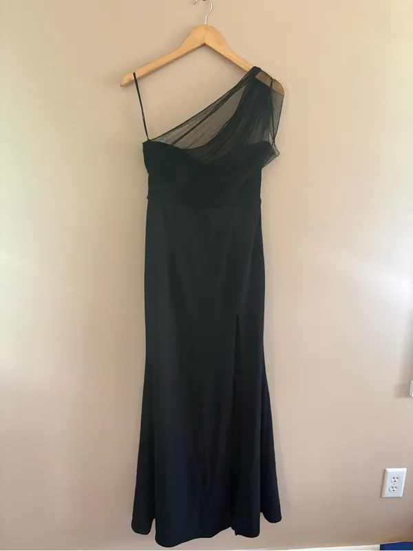 Lulus Brayla Black One-Shoulder Mermaid Maxi Dress Size Medium Formal Wedding - Image 5