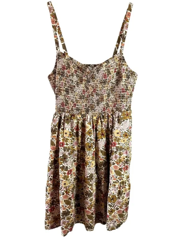Madewell Lucie Floral Smocked Mini Dress Boho Cottagecore Earth Tone XL - Image 2