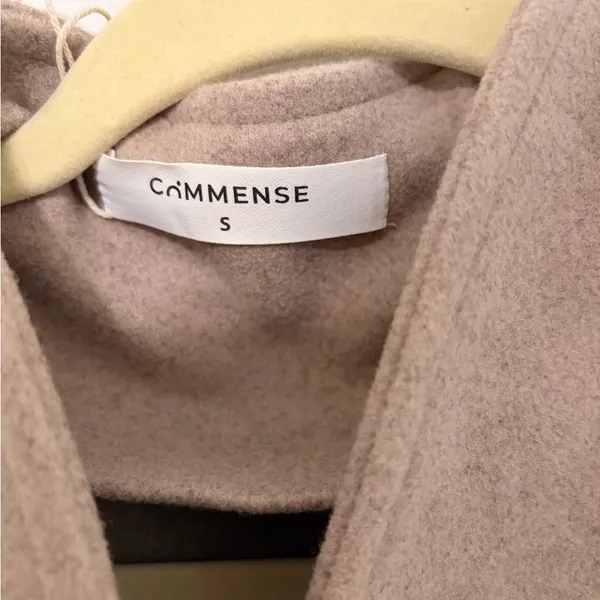 Commense Taupe Double Breasted Jacket | Wool Blend | Minimal | Small Tan - Image 2