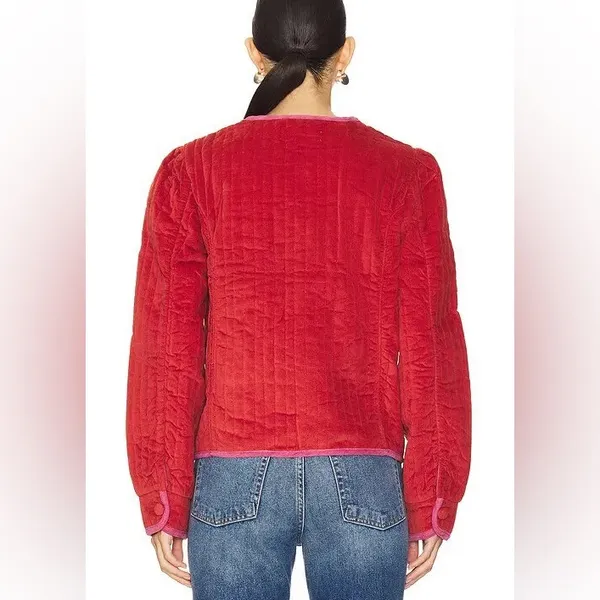 NWT Free People Quilted Velvet Natalia Jacket in Sweet Heart Sz Large - Image 4
