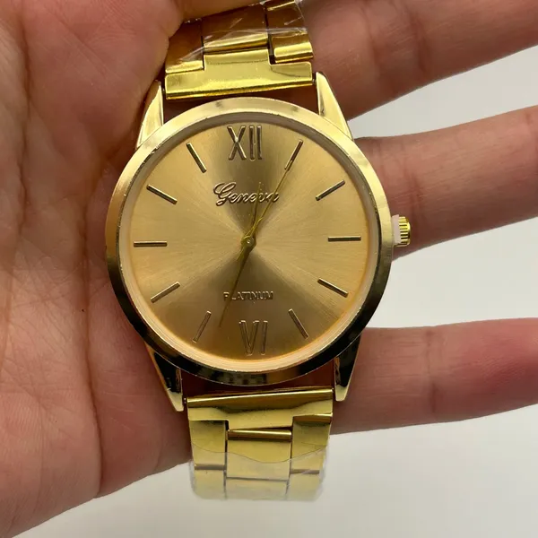Geneva Platinum Gold-tone Stainless Steel Watch Working New Battery - Image 6