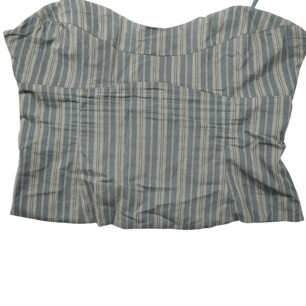 Princess‎ Polly Pinstripe Corset Top Grey Brown Stripe Sweetheart Camisole Party - Image 3