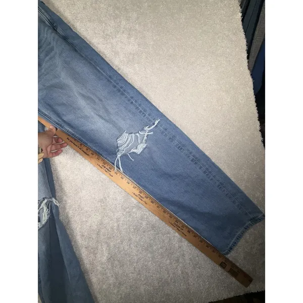 American Eagle High Rise Baggy Jean Blue Women's Jeans‎ Size 6 Distressed - Image 8