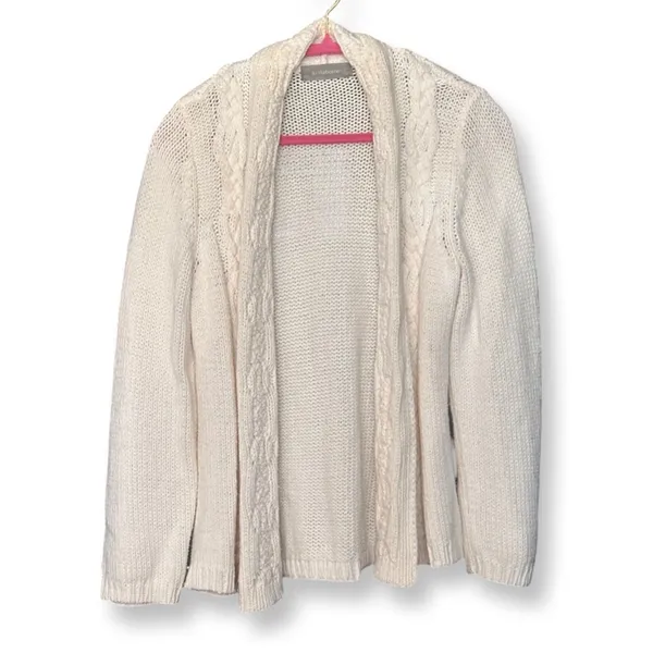 Liz Claiborne Winter White Cable Knit Shrug Sz L - Image 3